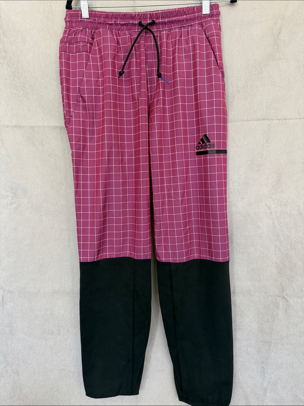 LIMITED EDITION! adidas Pink Grid Joggers with Black Lower Panels